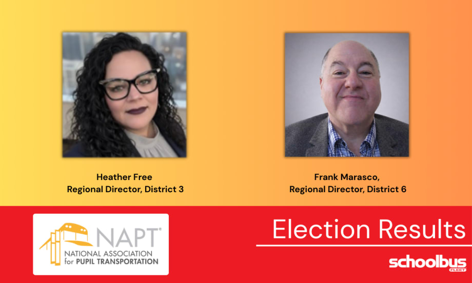 Headshots of Heather Free, Regional Director for NAPT Region 3, and Frank Marasco, Regional Director for NAPT Region 6, displayed with NAPT election results graphic.