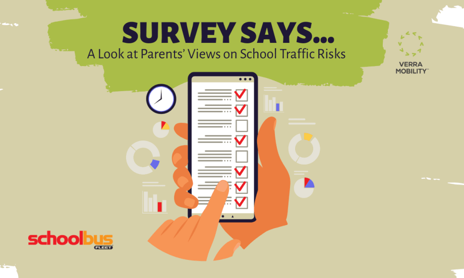an illustration of a survey on a mobile phone with a hand on it, and the words Survey Says on it