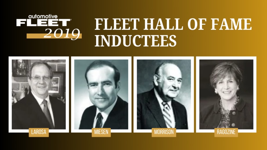 2019 Automotive Fleet Hall of Fame inductees Joe LaRosa Bob Miesen Bud Morrison Theresa Ragozine portraits
