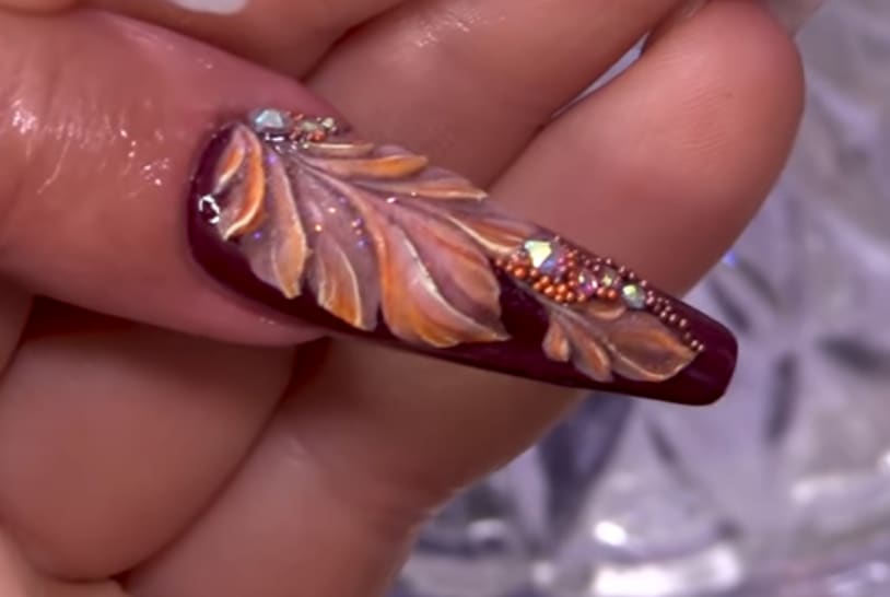 Autumnal Flat 3-D Leaf Nail Design Tutorial