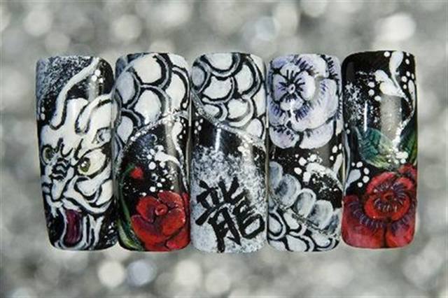 All Tatted Up -- a Tattoo Nail Art Gallery