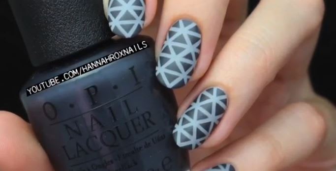 Triangle Print Nail Art With OPI Fifty Shades of Grey