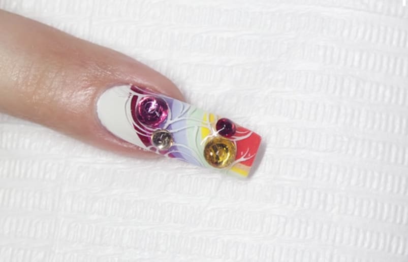 Rainbow and Jewel Nail Art: 60's Love