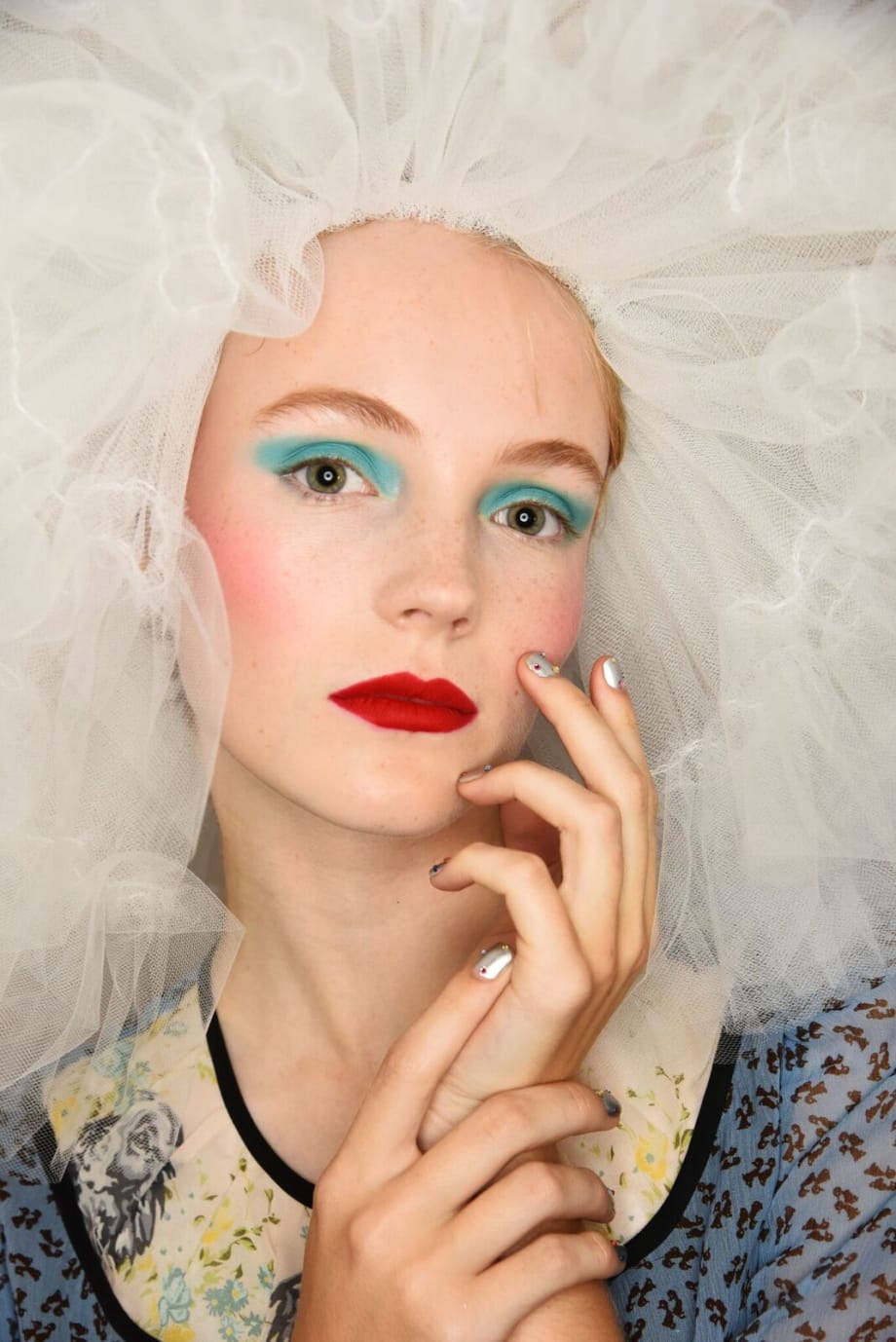 NYFW: Art Deco Metallic Manicures with Crystal Appliqués by Morgan Taylor at Rodarte SS '19
