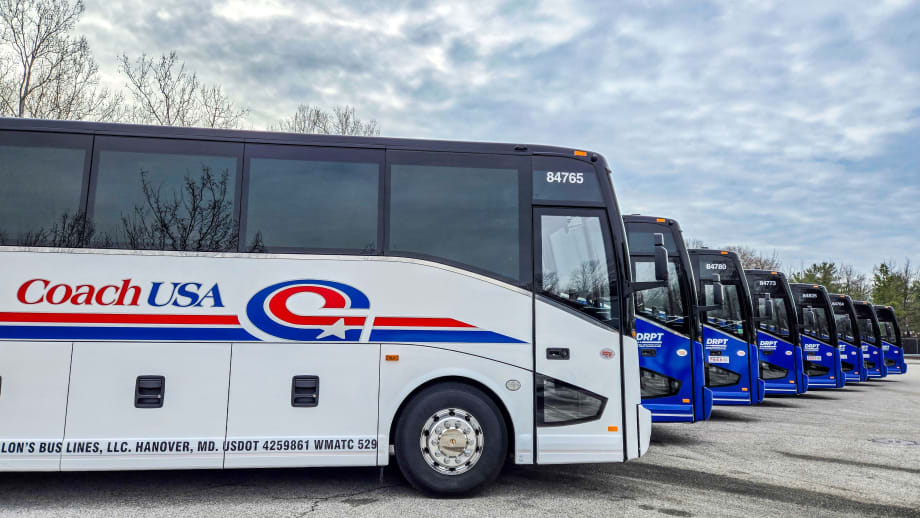 A Coach USA Van Hool CX 45 delivered by ABC Companies.