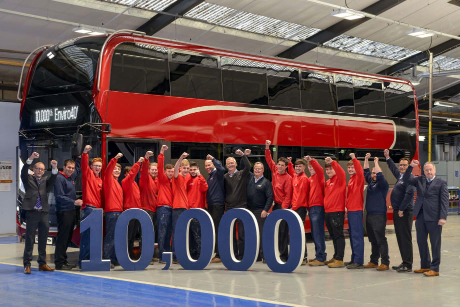 ADL celebrates rollout of 10K two-axle, double-deck bus