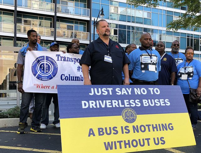Transportation workers form coalition to stop driverless buses in Ohio