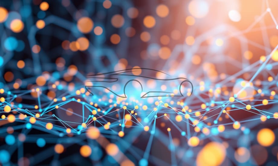 car outline on top of a data background