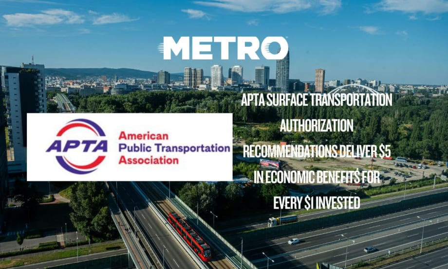 Photo of public transportation system with APTA logo.