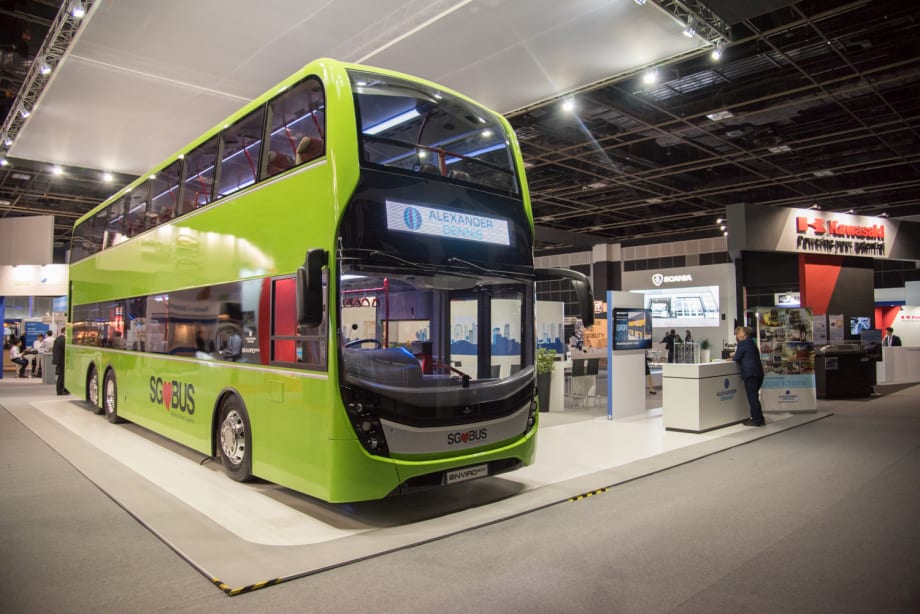 Alexander Dennis' Enviro500 concept bus on display in Singapore