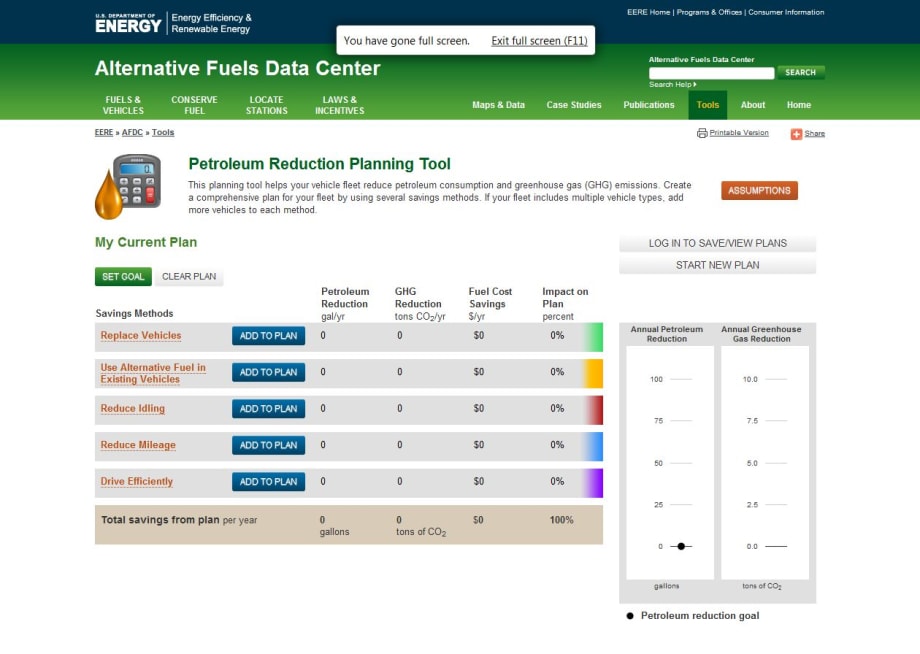 Energy Department Offers Free Petroleum Reduction Planning Tool for Fleets