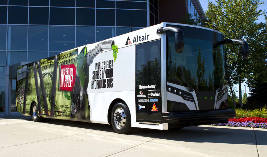 Altair showcases lightweight, series hybrid hydraulic bus