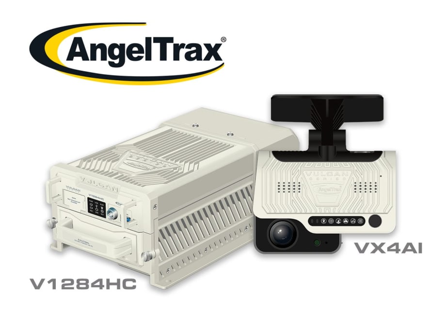 A product grouping image of the AngelTrax Vulcan Series VX4AI All-in-One MDVR and V1284HC MDVR