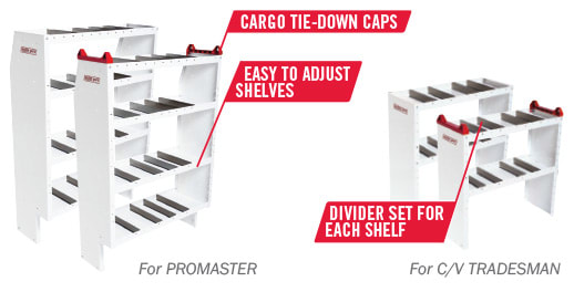 Ram Promaster and C/V Tradesman Shelf Sets