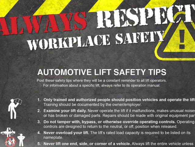 Automotive Lift Institute Offers New Safety Tips Poster
