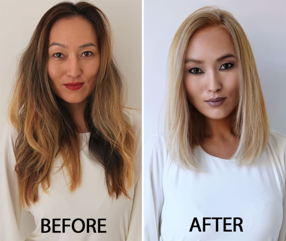 HOW-TO: Grown-out Ombre Transformed into an Edgy, Blonde Lob