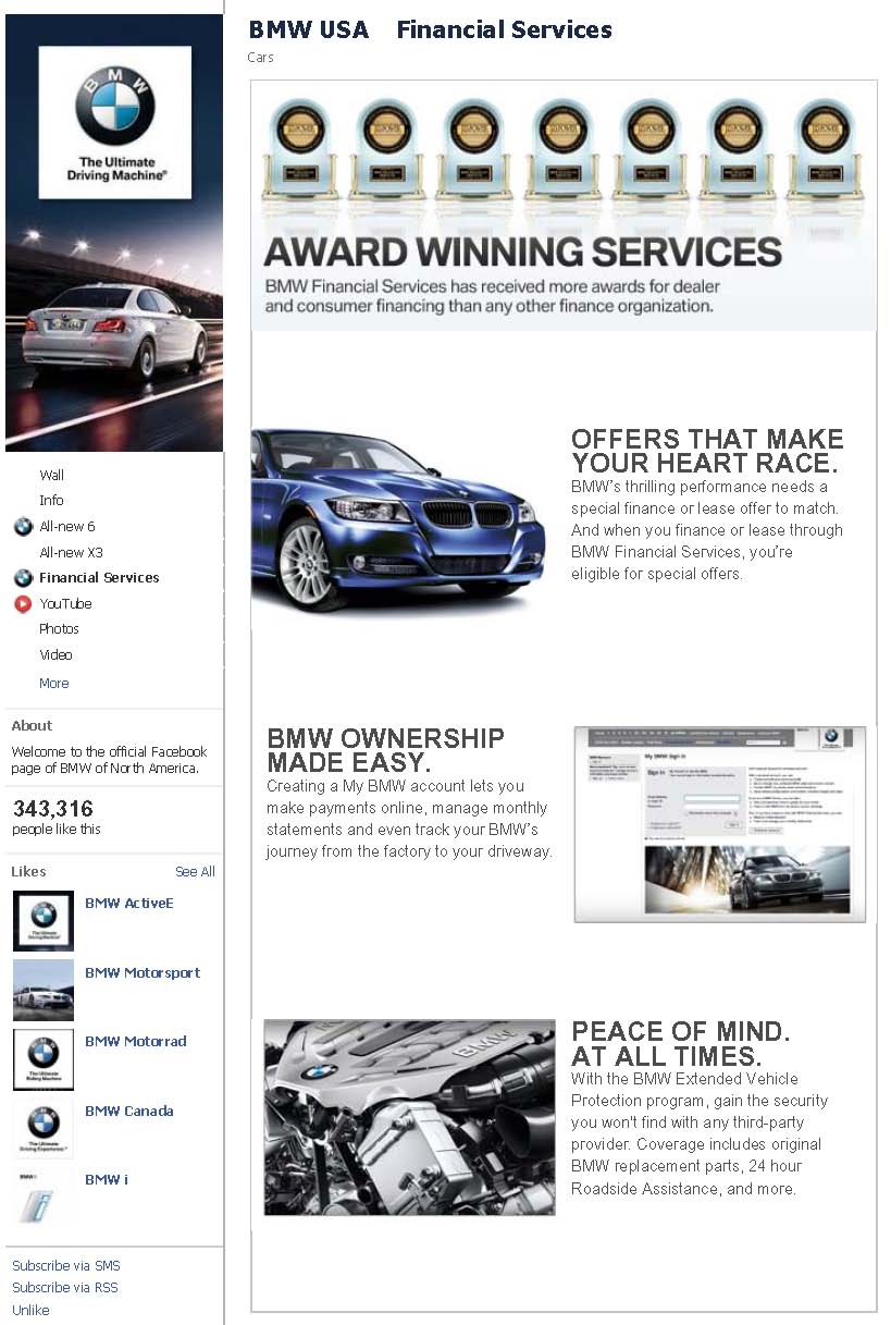 BMW Group Financial Services Offers New Content on Facebook