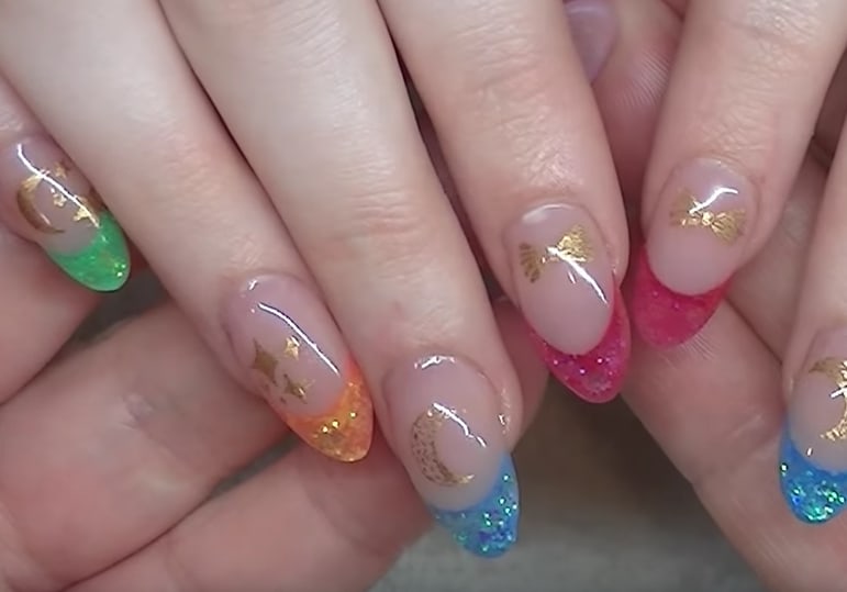 Colourful French Acrylic Nails