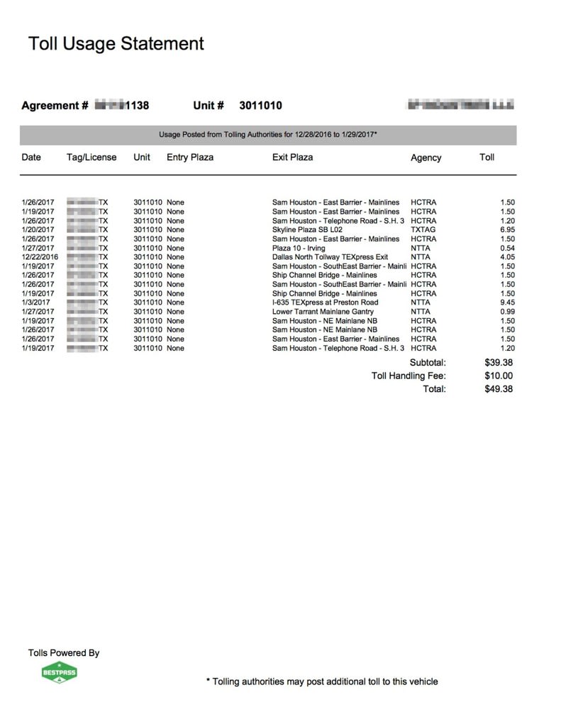 Bestpass Offers Toll Rebilling Service