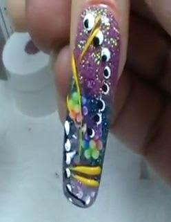 Blue Fimo Acrylic Nail Art Design