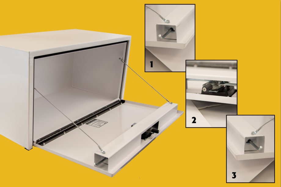Three-Point Latch System, Underbody Toolboxes