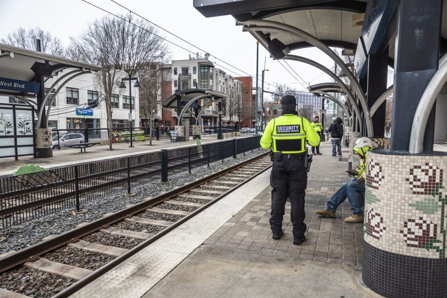 Safety officers at a CATS light rail station