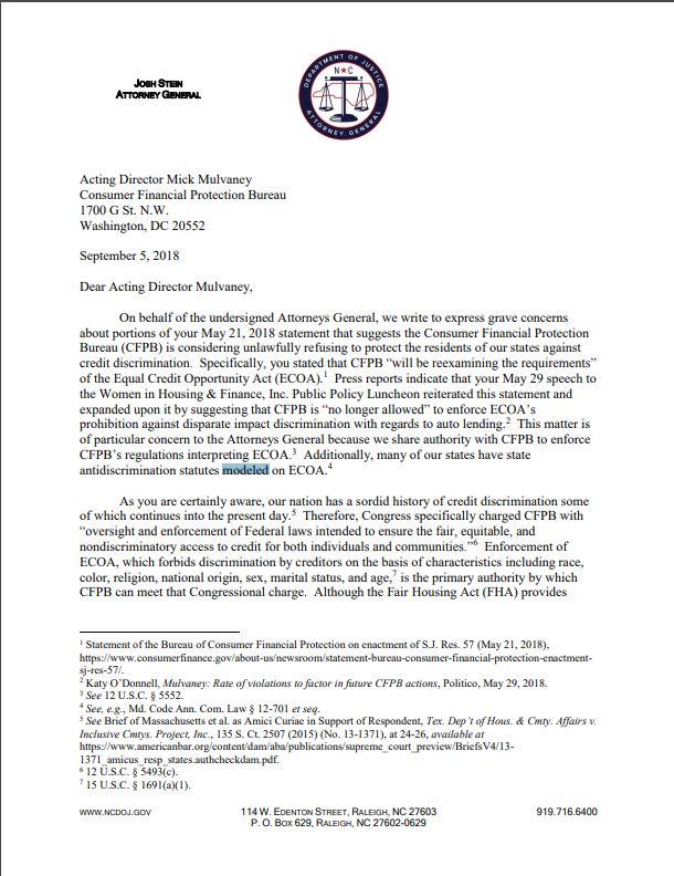 AG Coalition: CFPB Has 'No Authority to Overrule' High Court’s ECOA Interpretation