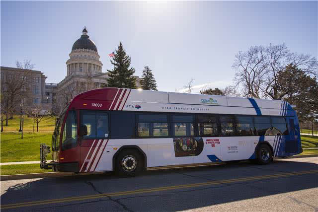 A Utah Transit Authority public transit bus.