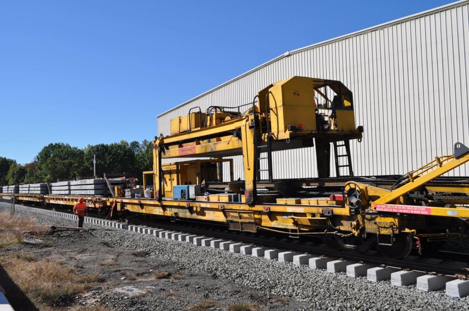 Mammoth-sized track construction machine used for Conn. line unveiled