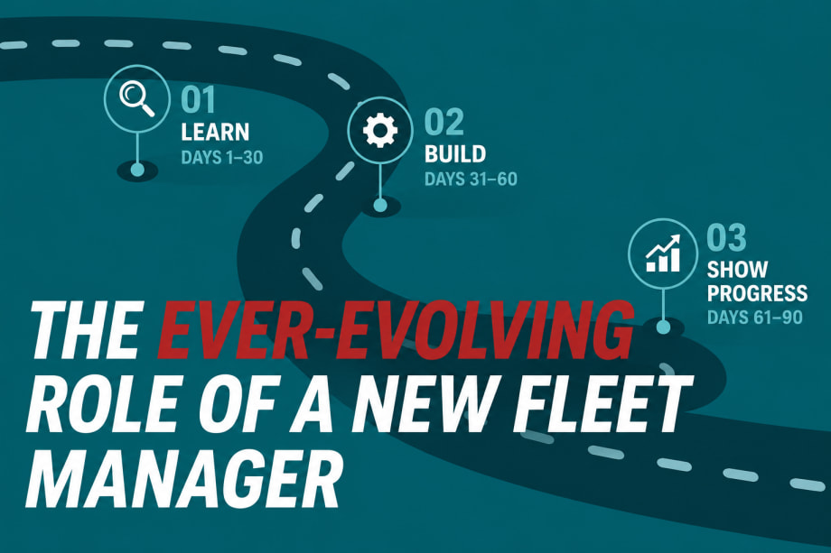 a graphic representing a new fleet manager's roadmap to the first 90 days on the job