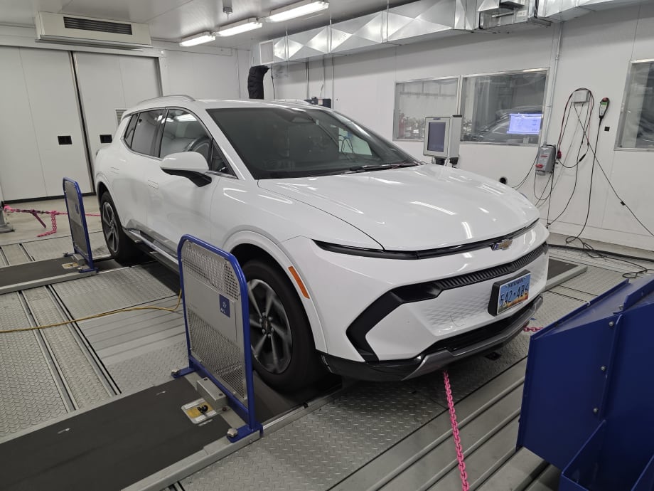 white Chevrolet Equinox being temperature tested