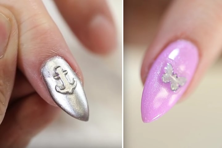 Chisel 3-D Stamping: Anchor and Butterfly Nail Art