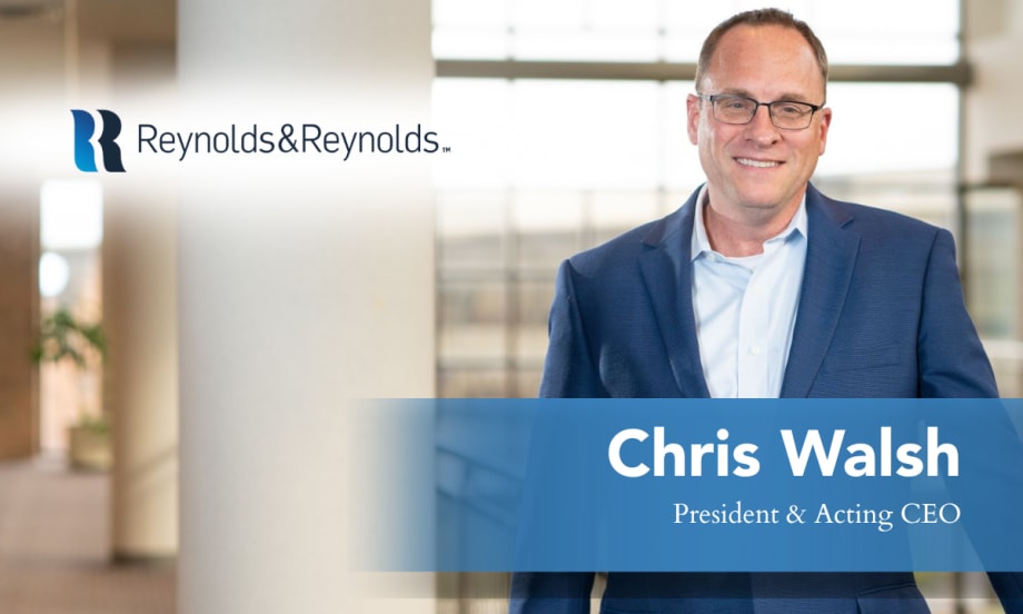 Chris Walsh, president and acting CEO of Reynolds and Reynolds, promoting the company’s Amplify 2026 event for dealership professionals focused on technology and operations.