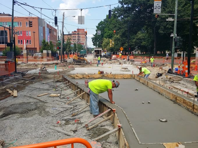 Cincinnati streetcar construction, one year later