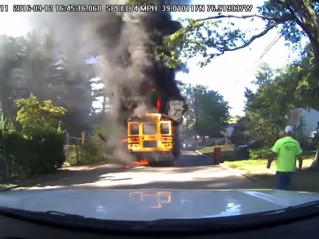 Driver Evacuates 20 Students From School Bus Fire