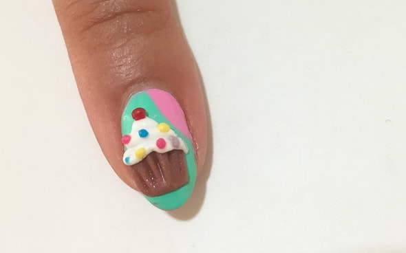 3-D Cupcake Nail Art with Cuccio Colour Veneer Design Powder and Gel-Polish