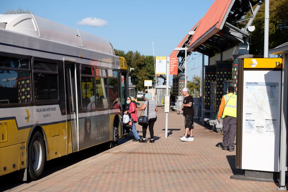 DART passengers boarding a bus