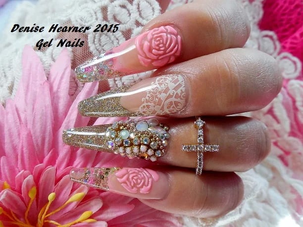 Stamped Gel Roses Nail Art Tutorial