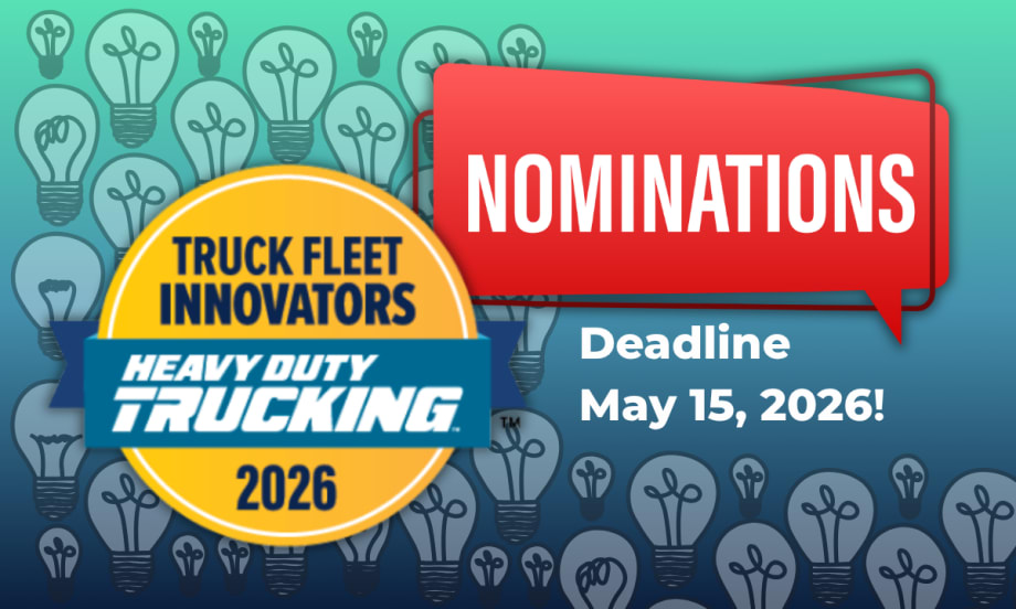 Graphic with light bulbs, HDT Truck Fleet Innovators logo, and the word Nominations