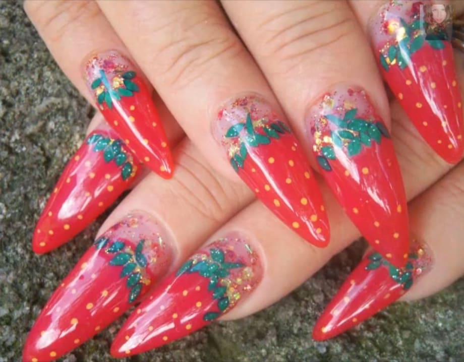 Strawberry Stilettos Nail Art Step-by-Step