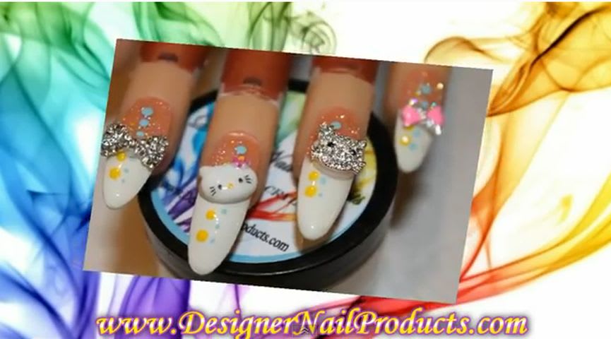 Hello Kitty 3D "Rihanna Style" Baby Stiletto Nail Art Design