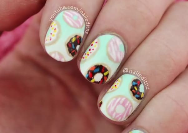 Donut Nails Handpainted Polish Tutorial