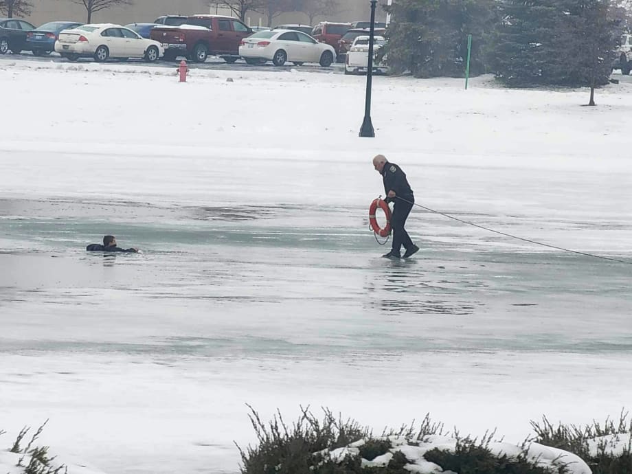 Michigan Officer Falls Through Ice Helping Rescue 12-Year-Old Boy