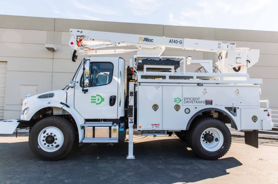 Efficient Drivetrains Unveils Plug-In Frieghtliner Utility Truck