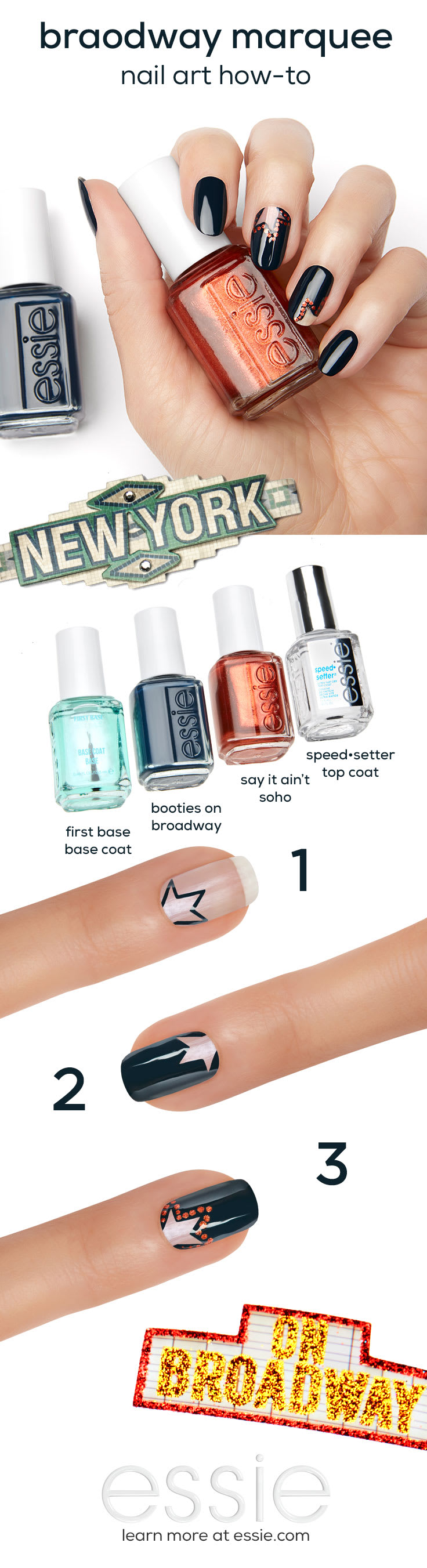 NAIL HOW-TO: Essie's Broadway Marquee Look