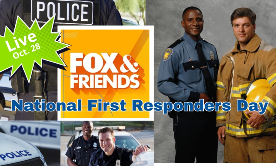 Collage of police officers and a firefighter with FOX & Frends logo.