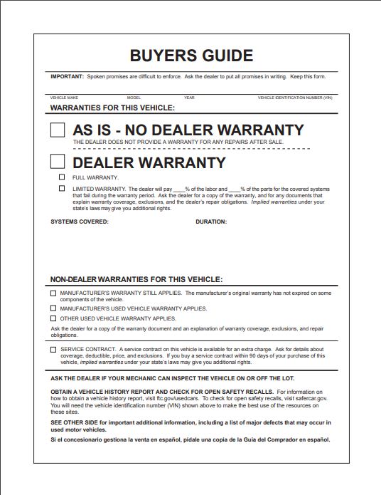 FTC, 12 Partner Agencies Conduct Used Car Rule Compliance Sweep