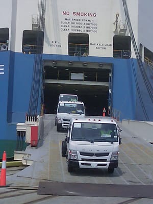 FUSO Canter FE/FG Series Work Trucks Arrive at US Ports