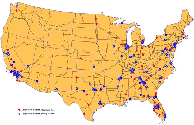 Cargo Thefts Increase in Most Recent Three-Month Period