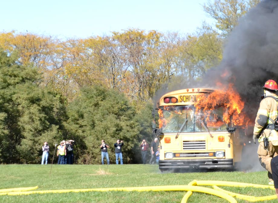 School Bus Fire Demo Shows Importance of Evacuation Training